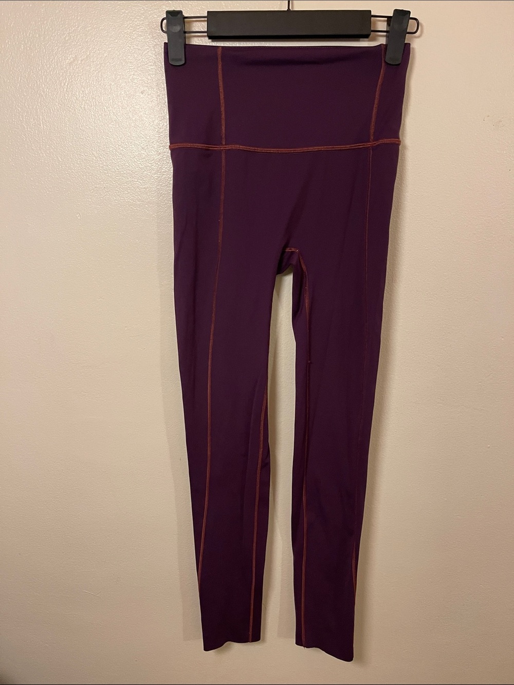 lululemon athletica Plum Leggings with Orange Contrast Stitching